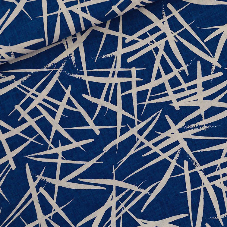 Linnen viscose blauw met strepen - Ink strokes - See you at six